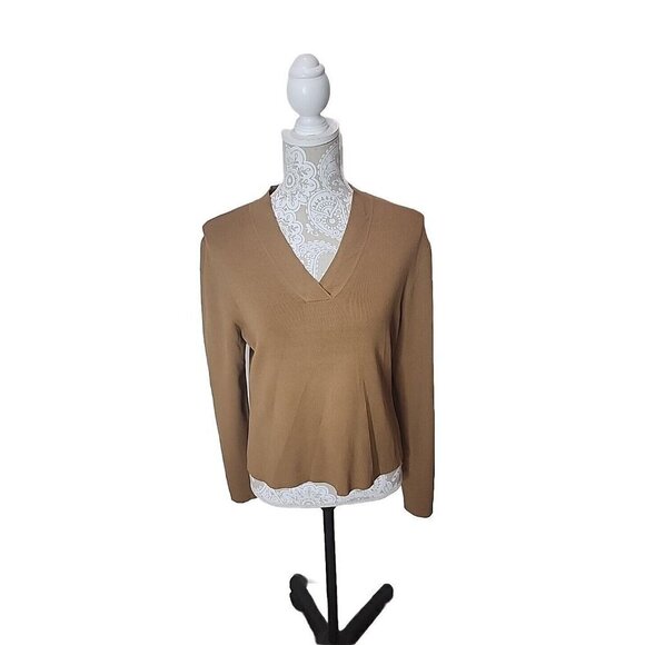 Lord & Taylor Womens Brown Long Sleeve V-Neck Pullover Sweater Large - Picture 1 of 6